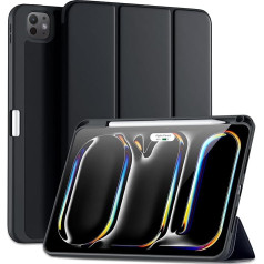 Maledan Case for iPad Pro 11 2024 (M4 5th Generation) with Pen Holder, Flexible TPU Back Protective Case Supports Apple Pencil Pro/USB-C, Auto Sleep/Wake, Black