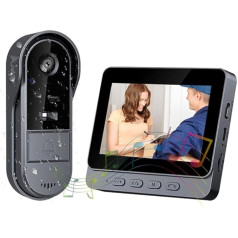 Smart Video Doorbell with 4.3 Inch HD Indoor Monitor, Wireless Doorbell, Waterproof, 1080P HD Monitor, 170° Viewing Angle, Night Vision & Two-Way Audio for Home Security, USB Rechargeable