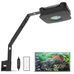 Lominie Aquarium LED Lighting, IR Remote Control, Dimmable 30 W Aquarium Lighting with Holder, Full Spectrum Nano Fish Tank Light, for Freshwater Refuge, Algae Fish Tank