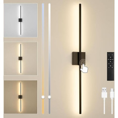 100 cm LED Wall Light Indoor Without Power Connection, 1 Piece USB LED Wall Lamp Battery Wireless with Remote Control 3000 K - 6000 K Dimmable Modern 360° Rotatable Up Down Battery Wall