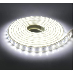 Double Row LED Strip 15 m, 220 V SMD 2835 120LEDs/m Super Bright Flexible Strip, Bendable Cut Indoor LED Light Strip, Cool White LED Strip with Switch Plug for Bedroom, Closet