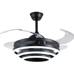 BEL AIR HOME - SFERA Ceiling Fan with DC Motor and 3 LED Rings 36W (3000K, 4000K, 6500K) with Remote Control (Black)