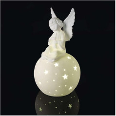 EMOS White LED Ceramic Angel Decoration, Light Decoration with Luminous Star Effects, for Indoor Use, Warm White Light, Battery Operated (2 x AA Not Included)