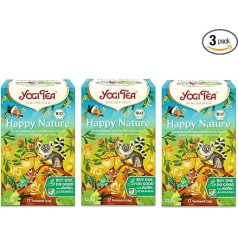 Yogi Tea - Happy Nature, Buy One and Do Good, Ayurvedic Organic Spice and Herbal Tea, Mix of Mango, Mandarin and Vanilla, Yogi Tea Pack of 3, 3 x 17 Bags (51 Tea Bags Total)