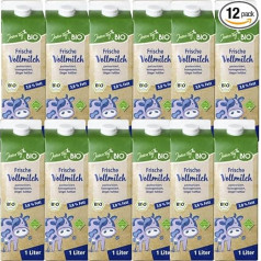 Jedden Tag Frische Vollmilch milch 3,8% Fett 1000 Mililiter, 12 Er [ Frische Milch ]