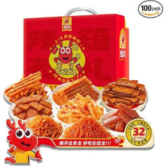 BaiLISnacky Spicy Chinese Snacks, 1128 g, Spicy Spiced Big Latiao Hot & Spicy Stick Gluten Strips, Hot Wheat Snack, Classic Hot Strips for the Office, Casual Snack