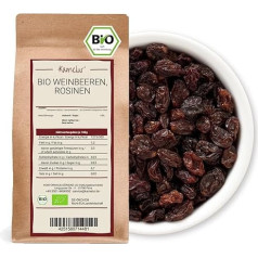 Kamelur 3 kg Dark Organic Raisins Unsulphured, Aromatic Wine Berries, Gently Dried and Unsugared, High-Quality Organic Raisins for Refining Muesli etc.