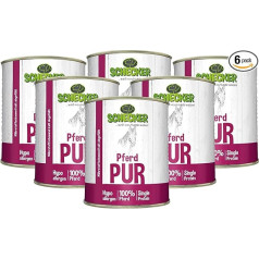 Schecker Wet Food - 100% Pure Horse - Grain-Free - Hypoallergenic - 6 x 820 g - Diet Food - Sensitive