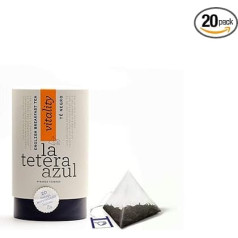 LA TETERA AZUL Black Tea English Breakfast Premium. Stimulation of infusion. Pot with 20 pyramids.