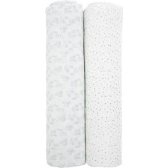 LÄSSIG Baby Swaddling Cloth Muslin Muslin Muslin Cloth (Pack of 2) 120 x 120 cm Heavenly Soft Swaddle XL Lela Grey