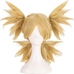 ydound Anime Coser pruik TEMARI Cosplay Wig Anime Golden Short Four Braids Wigs with Fringe Cosplay Accessories for Women Girls with Wig Cap