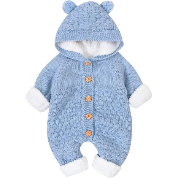 QINQNC Girls Boys Crew Neck Knitted Cardigan Slim Fit Newborn Infant Baby Plus Velvet Winter Warm Coat Knit Outwear Hooded Jumpsuit Kids Christmas Jumper Knitted Sweater