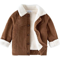 Volunboy Baby Boys' Corduroy Jacket with Sherpa Lining, Fleece Lined Padded Corduroy Winter Jacket