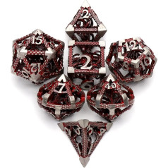 DND Dice, Metal Game Dice Dungeons and Dragons Dice Set HNCCESG Hollow 3D Cthulhu D&D Dice Polyhedral Dice Set for Pathfinder MTG RPG DND Dice Set W20 W12 W10 W8 W6 W4 (Cthulhu Blood)