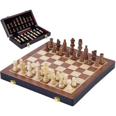 High-quality solid chess set made of ash wood, 32 pieces, carved and lacquered wood lockable case
