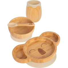 Tiny Dining Koala Bamboo Suction Baby Feeding Set, Beige, 4 Pieces