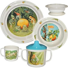 Elsa B Children's Tableware Set of 3 Melamine Soup Bowls / Cereal Bowls / Drinking Cup with Removable Lid
