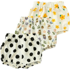 MYGBCPJS Set of 3 Girls Cotton Linen Blend Shorts