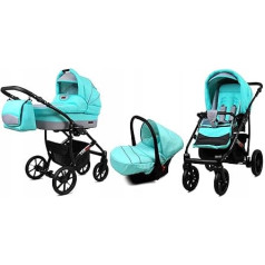 BabyLux® Bambimo 3-in-1 Pushchair Set - Largo - incl. Baby Carrycot, Buggy Sports Seat, Car Seat - Car Seat - Pram Set - Combination Pram with Changing Bag, Rain Cover etc.