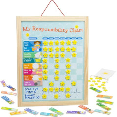 Imagination Generation My Responsibility Magnetic Dry Wipe Wooden Chart with Storage Bag, 24 Gates and 56 Reward Stars