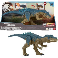 Mattel Jurassic World Ruthless Rampage Allosaurus Dinosaur Toy Action Figure with Continuous Biting Attacks, Roaring Sounds and Button Activated Advanced Battle Spikes HRX51