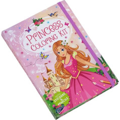 First Jiggle Princess Malset, 48 Seiten und 8 Stickerbögen, 6 Buntstifte für Mädchen ab 3 Jahren, magische Prinzessinnenszenen, kreatives Aktivitätenbuch für Spaß und Lernen