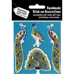 EXPRESS YOURSELF MIP Self Adhesive Peacock Topper - Ideal for Greeting Cards, Gift Wrapping, Scrapbooking, Sketchbook, Papercrafts etc.