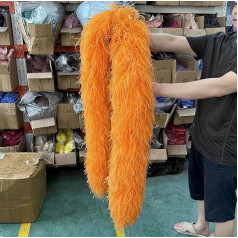 2 3 4 6 10-lagige mehrfarbige Straußenfederboa, 2 Meter, Straußenfederschal für Party, Damenkleid, Kleidung, DIY-Dekoration, Schal, Orange, 10-lagig