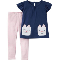 Carter's Cat and Leggings 2 Piece Set Tunic with Hinged Arm Ringel - blue, size: 62