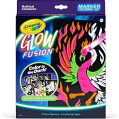 Crayola Glow Fusion Coloring Set with Markers, Coloring Pages for Mythical Creature, Gift for Kids