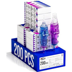 CNC Tattoo Needles Set, Tattoo Cartridge Needles, 200 Pieces, Assorted Needles with Membrane RL RS RM Mixed Cartridges for Tattooing Supplies EN04B-200KIT-A