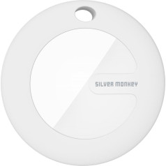Silver Monkey Tag lokators saderīgs ar Apple FindMy Bluetooth 5.2 diapazons 100 m balta krāsā