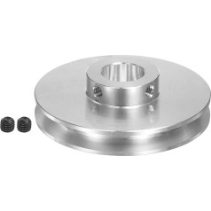 sourcing map V Type Pulley 14mm Bore 58mm OD Single Groove Aluminum Alloy for 3mm PU Round Belt Motor Shaft Drill