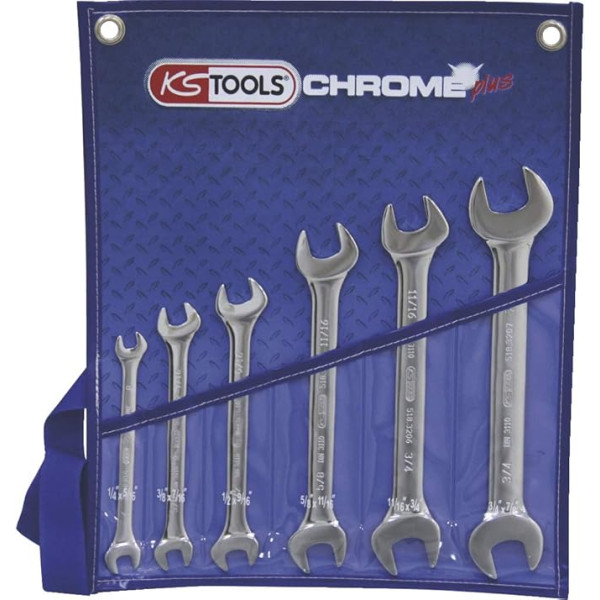 KS Tools 518.3220 CHROMEplus Double open ended spanner set, 6 pcs