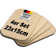 Dekofant Wooden Board Set of 4 23 x 15 x 1 cm Rounded Maple Blank Natural