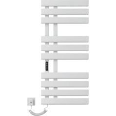 SKYLYZH Electric Towel Radiator, Bathroom Radiator, White, 500 x 1100 mm, Bathroom Radiator Wall Mounting, Electric Towel Warmer, Intelligent Constant Temperature, Energy Saving, White Left
