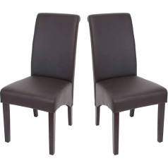 Mendler M37 Set of 2 Dining Room Chairs / Kitchen Chairs - Faux Leather Matt Brown with Dark Feet