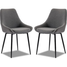 Dychil Modern Dining Chair with Metal Legs and Fabric Backrest (Dark Grey) Set of 2