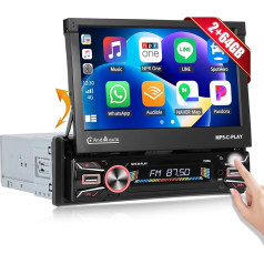 CAMECHO 2G + 64G Android 13 Car Radio with Sat Nav, with Wireless Carplay Android Car, 7 Inch Screen, 1Din Bluetooth Hands-Free System, WiFi, FM Radio, USB, AUX