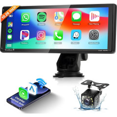Hodozzy Wireless Carplay Screen Android Car 10.26 Inch IPS Portable Car Radio Bluetooth with YouTube/Airplay/Voice Control/AUX/TF/DSP/FM Transmitter + Reversing Camera