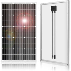 DOKIO 100 W 18 V Solar Panel Monocrystalline - Solar Module 100 Watt for 12 V Batteries Ideal for Motorhome, Camping, Garden Shed