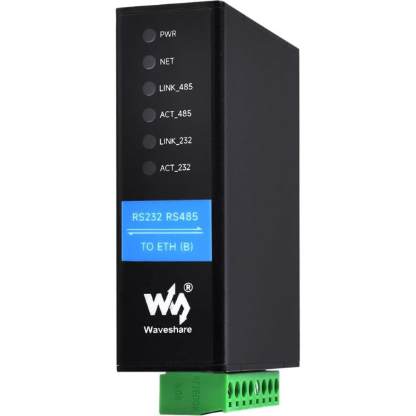 Waveshare RS232 RS485 to RJ45 Ethernet Serial Server Dual Channels Independent Operation Dual Ethernet Ports Common Network Ports Module Bi-Directional Transparent Transmission