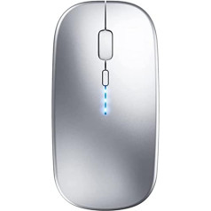GameXtrem Wireless Mouse, Silent Rechargeable Bluetooth Wireless Mouse (Tri-Mode: BT 5.0/4.0+2.4G), Ergonomic Portable Mouse Bluetooth for Laptop, PC, Computer, Mac OS, Android, Windows (Silver)