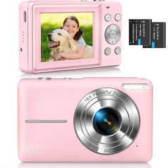 CAMKORY Digital Camera FHD 1080P 44MP Compact Camera 16X Digital Zoom Camera Small Easy to Use Selfie with 2 Batteries for Children Beginners Girls