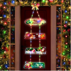 Qedertek Christmas Lighting Outdoor Battery, 72 LED Christmas Wreath, Colourful Door Wreath with Timer, 8 Modes, Waterproof Christmas Light for DIY Front Door, Window, Wall, Dollhouse, Christmas