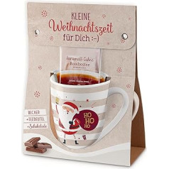 Tea Gift with Mug | Rooibo Tea with Chocolate | Wellness Tea Set for Winter | Christmas Tea with Messages | Gift Ideas for Christmas (Ho Ho Ho)