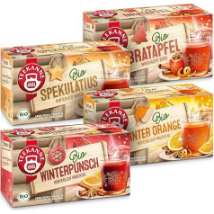 Teekanne Organic Winter Tea Mix - Winter Fruity in Set of 4 (4 x 40.5 g), Fruity Baked Apple, Spicy Specula, Winter Orange & Winter Punch Tea, 18 Tea Bags per Tea Type