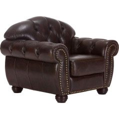 Woodkings ® Chesterfield Hereford Armchair Real Leather Antique Brown Office Chair Upholstered Furniture Club Chair Spring Core Unique Men's Room English Leather Style Chair