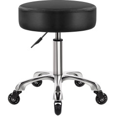 Wkwker Heavy Duty Rolling Stool with Wheels Hydraulic Swivel Adjustable Rolling Stool Ergonomic Thick Leather Stool Chair for Kitchen Drawing Laboratory Office Salon Message Stool - Black