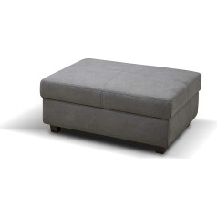 Domo. Collection Falk FK Upholstered Stool with Wooden Feet and Spring Core, Side Stool for Couch, 103 x 73 x 42 cm (W x D x H), Dark Grey (Grey)